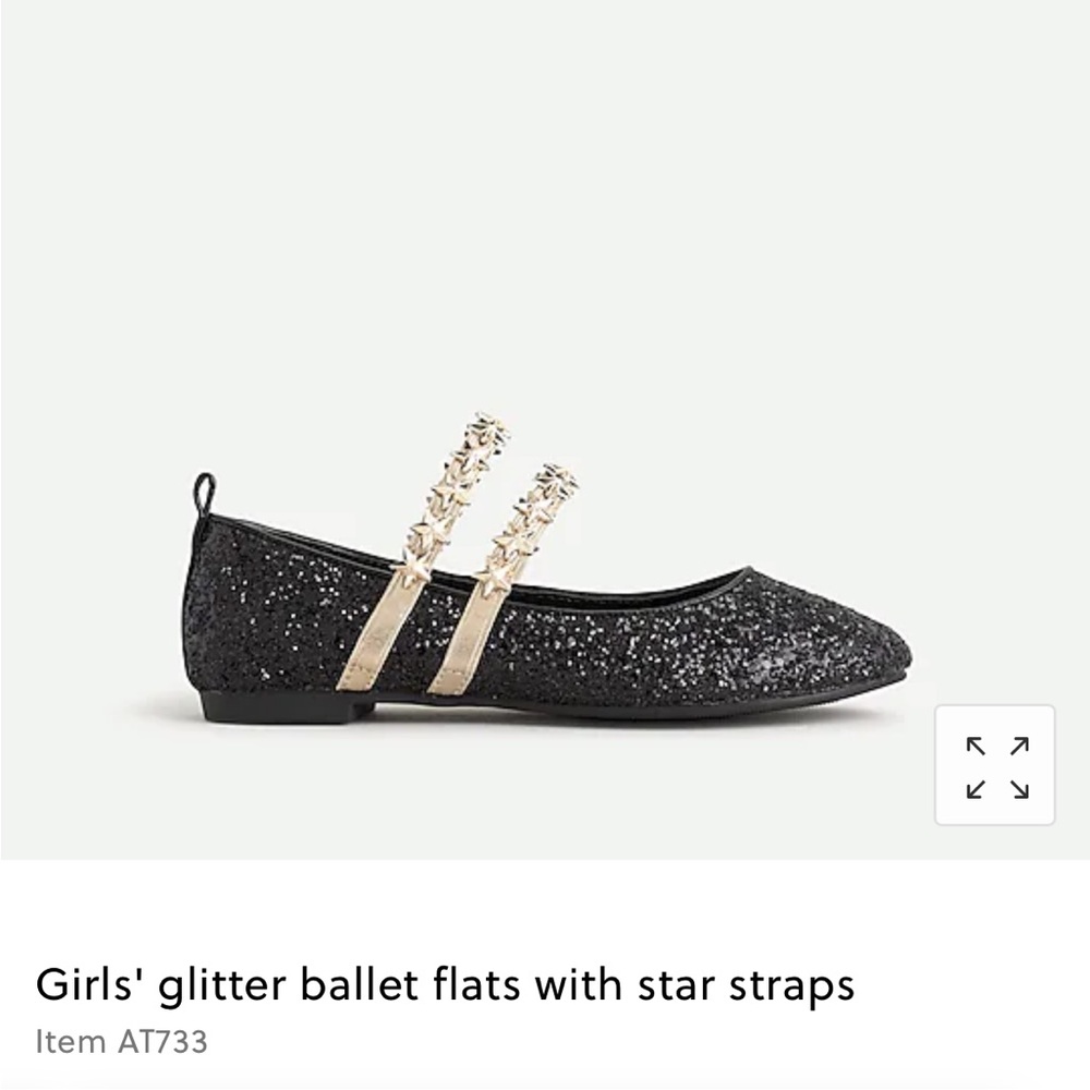 Girls’ Glitter Ballet Flats with Star Straps-size 2